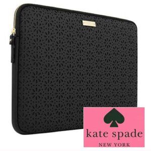 Kate Spade Black Floral Perforated Laptop Tablet 13" Sleeve Zip Case